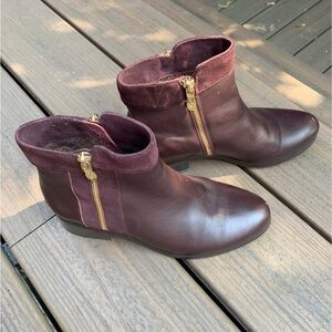 Elegant Brown Ankle Boots with Gold Zipper